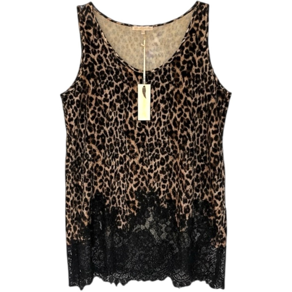 Silk Cami Leopard Lace Camisole Animal Print Tank Silk Lingerie Top Small NWT